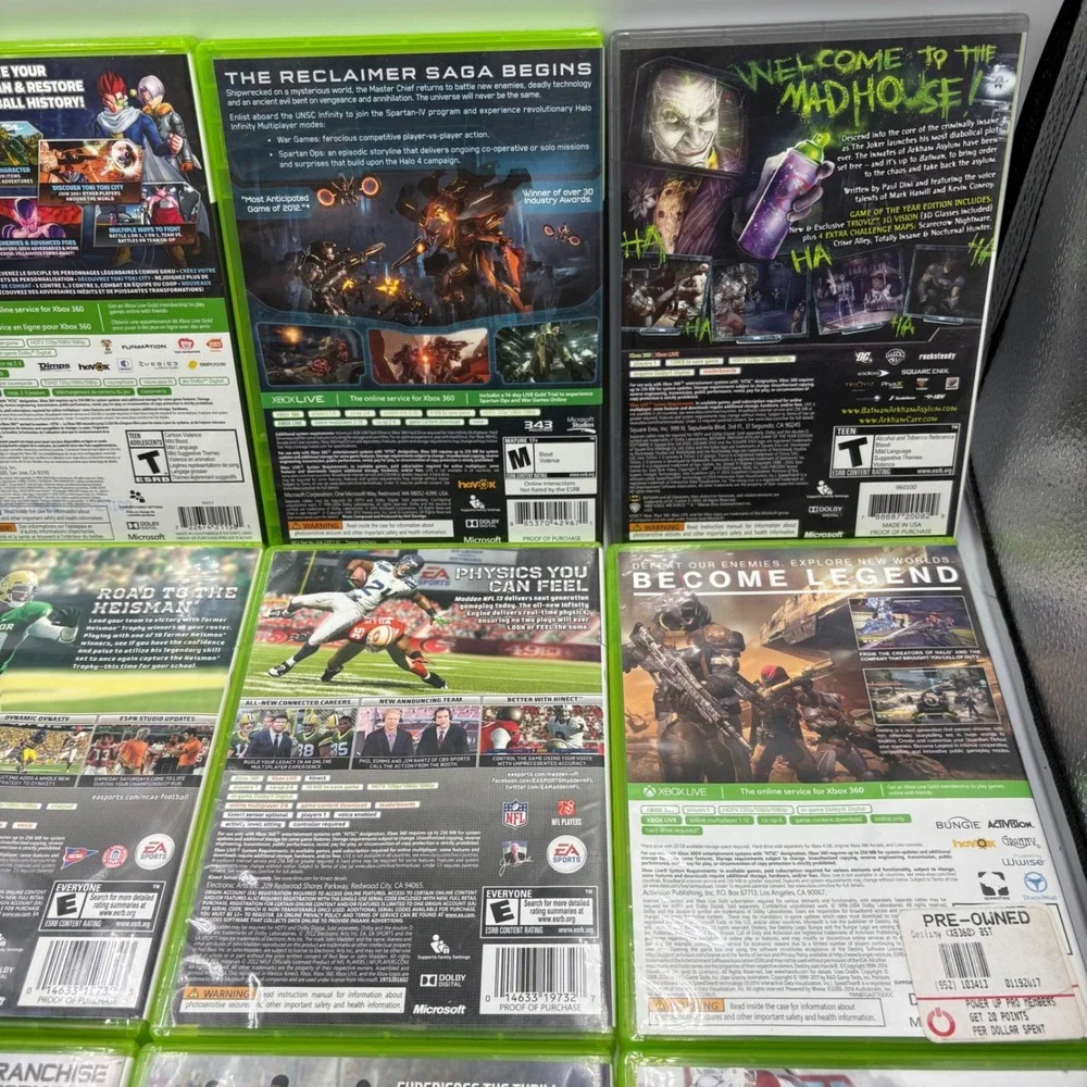 Microsoft Xbox 360 Video Game Lot 12 Games Halo COD NCAA Football 13 Good Bundle
